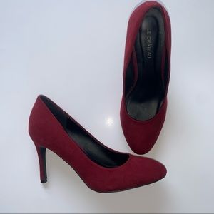 Suede Almond Toe Pump